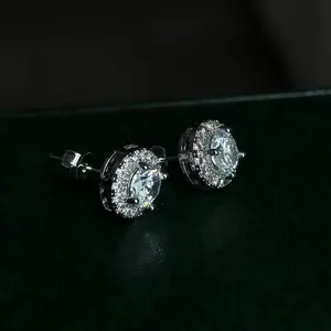 10mmSilver Halo CZ Stud Earrings 10mm – Luxury Sparkle Jewelry