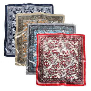 Versatile Satin Headscarf Perfect for Various Styles, 4 Piece 23'' Satin Bandanas for Women Head Scarf, Set of Silky Hair and Neck Scarves, Like Silk Scarf for Hair Scarf print