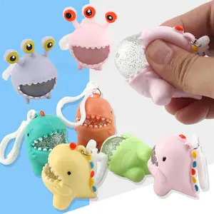 Cartoon Dinosaur Squeeze Bubble Monster Stress Relief Toy Keychain Squeeze Pinch Ball Squishy Toy