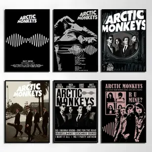 A-Arctic M-Monkeys Band Singer Retro Poster Waterproof HD Wall Sticker, Wall Art Stickers, Self-Adhesive Decorative Art Poster, Fade-Resistant Scratch-Proof for Long-Term Use, Easy to Apply and Clean, for Home Office Living Room Decor, Gift Idea