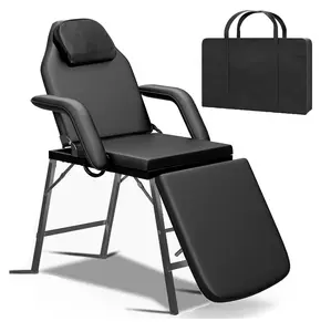 Multifunctional Message Bed with Multi-Position Adjustable Setting, Foldable Portable Design, Hypoallergenic Quilted Table Set for Salon Furniture