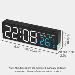 8" Digital Desk Clock for Teens Auto-Dimming U-Shape RGB Ambient Light Wake-Up Alarm Countdown Timer Dual Alarms Temperature Humidity Sensor Date Display Bedroom Office Gift