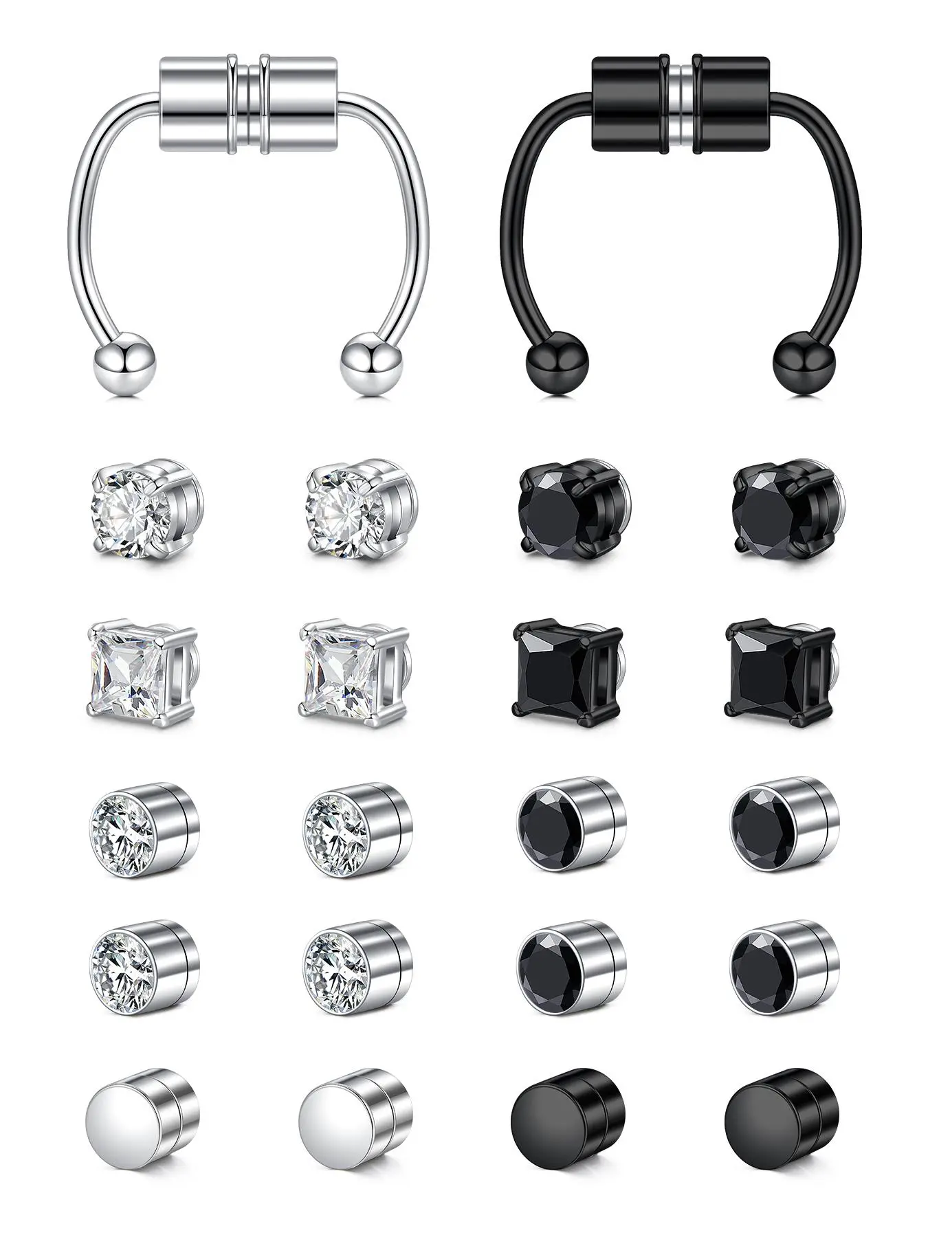 Magnetic Nose Stud, Fake Nose Piercing Fake Earrings, Magnetic Septum Ring, Faux Piercing Jewelry for Women Men