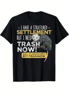 I Need Garbage Bag'S Possum Humor T-Shirt Now - 100% Soft Casual Shirt with Funny Screaming Possum Pattern Black Size S-XXXL Perfect Gift for Friends Possum T-Shirt Fun Font Design Du Regular Fit Casual Tee Machine Washable All-Season Top