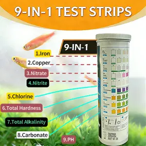 9-in-1 Aquarium Test Strips 65&135ct Fast Water Testing for Fish TankAmmonia Nitrate PH Ammonia, Alkalinity, Hardness, Chlorine, etc.
