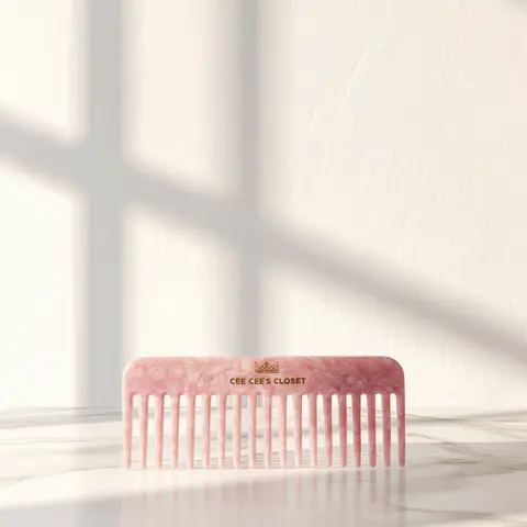 The Crown Detangler | Rose Quartz Acetate Wide-Tooth Comb