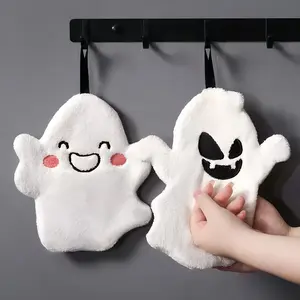 Halloween Ghost Hand Towels, Soft Absorbent Reusable Kitchen Cloths, Hanging Halloween Decorations, Home Cleaning Supplies