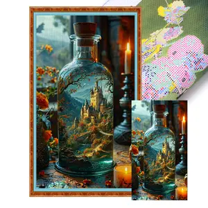 Castle Printed Cross Stitch Kit 40x75cm DIY 11CT Thread Art Needlework Decor