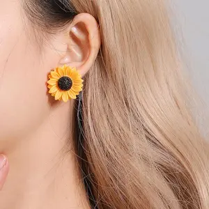 Sunflower Earrings - Yellow Flower Design Accessories for Personal Style