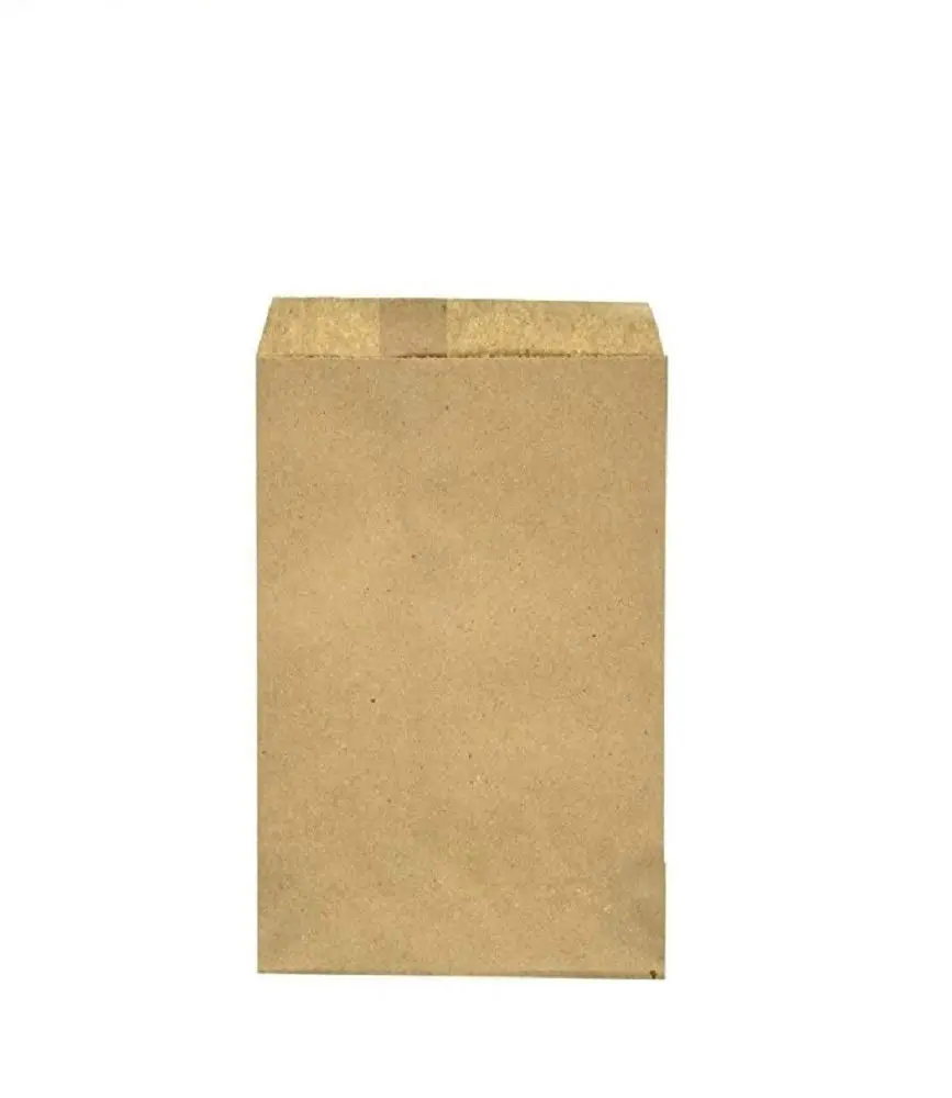 100-Pack Brown Kraft Flat Paper Bags (6" x 9" in) - Home & Festive Party Favor Bags for Doughnut, Crafts, Gift Cards, Jewelry, Small Book, Brown Kraft Paper, Accessory