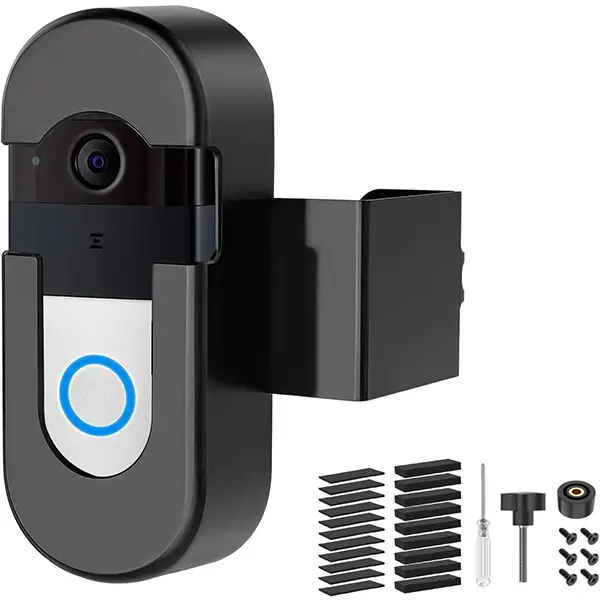 Anti-Theft Adjustable No Drill Video Ring Doorbell Mount Bracket Holder, Punch-Free Security Ring Camera Mount Compatible with Wireless Video Doorbell, Tool-Free Easy Install Anti-Shake Hanging Mount for Apartment Rental Dorm Home Outdoor Entrance