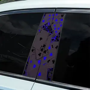 2-Pack B-pillar Blueflame Poker Rhythm-themed car sticker, hood decal, waterproof and scratch-resistant, suitable for all models - Audi, Honda, Mitsubishi, Ford, Volkswagen, BMW, Opel, Porsche sedans and SUVs, MPVs, Decal For Cars