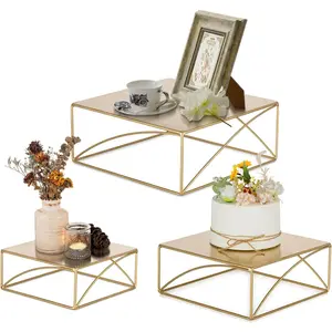 Cake Stand Dessert Display:  Cupcake Stands Set of 3 Metal  Risers for Buffet Table Pedestal Serving Tray for Wedding Anniversary Reception Ceremony Modern  Stand 8 10 12 Inch