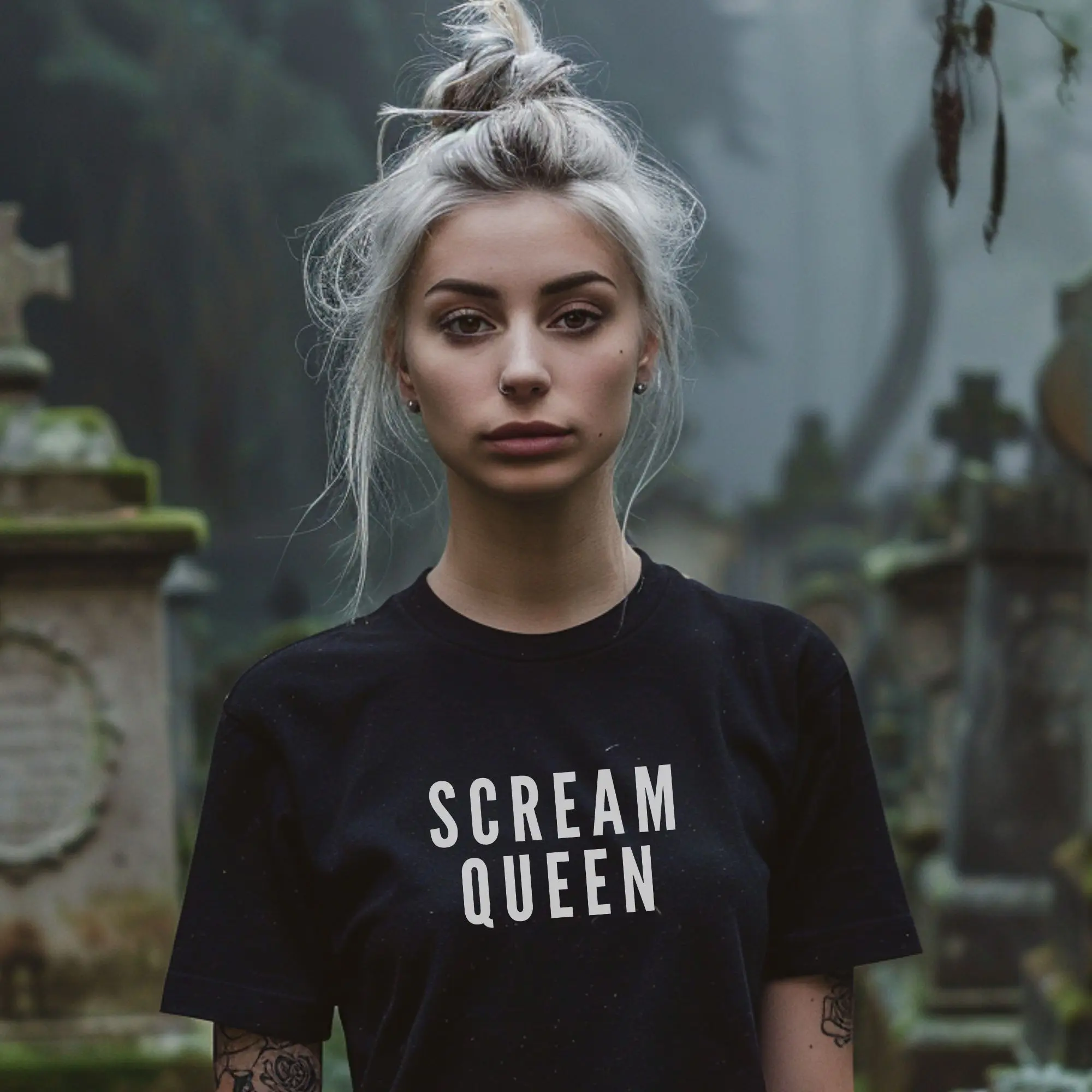 Scream Queen T-Shirt, Garment-Dyed Tee for Horror Lovers, Halloween Costume, Funny Gift, Unisex Apparel