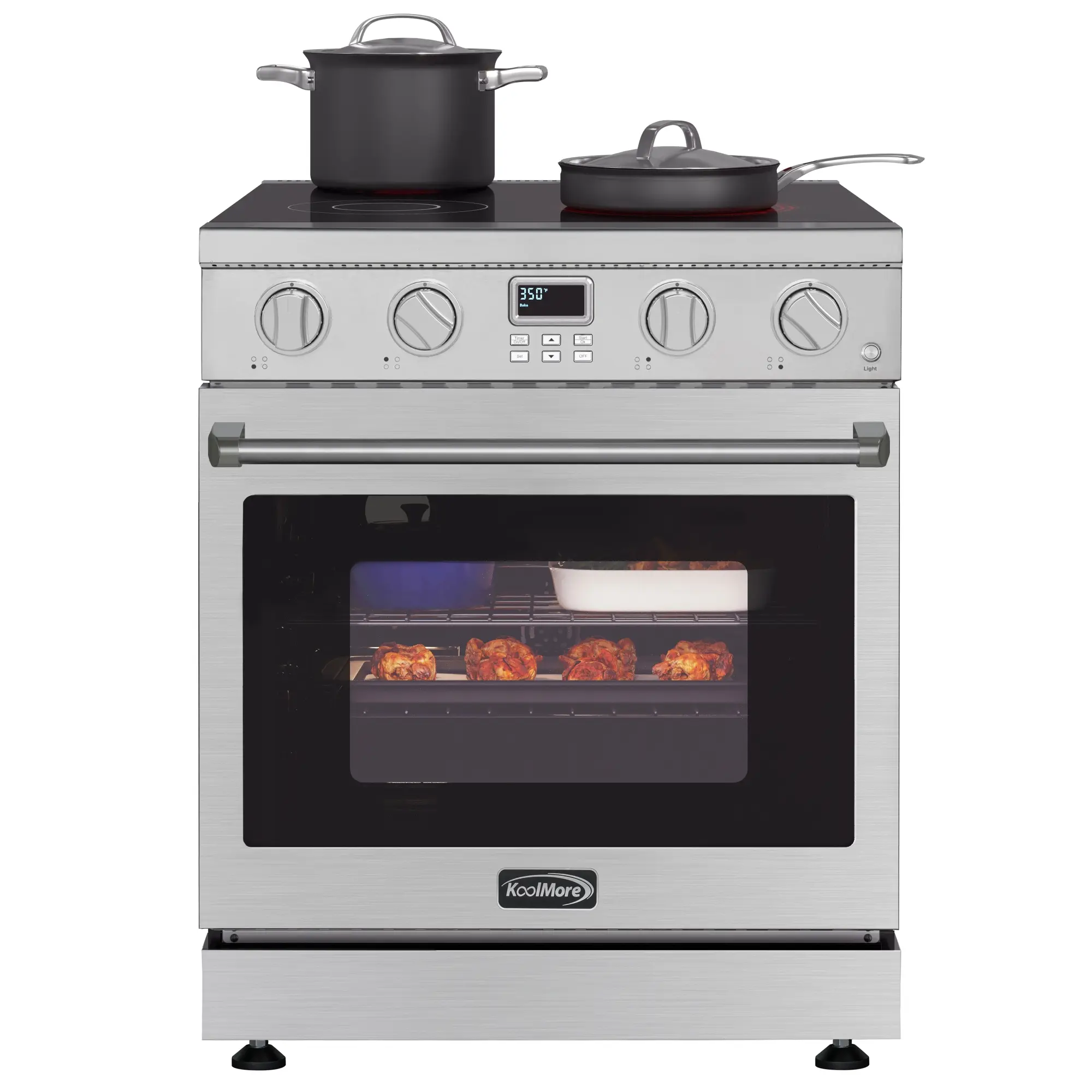 30 in. Professional Modern Electric Range - 14900W Power, 240V, Stainless-Steel, LED Display Screen, Digital Control, Durability, Easy Cleaning (KM-EPR-30AP-SS), 30-Inch