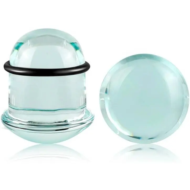 Glass Ear Gauges Stretching Kit 14-22mm Plugs with Rubber O-Rings Single Flare Glass Ear Expander Body Piercing Jewelry for Sensitive Ears earring