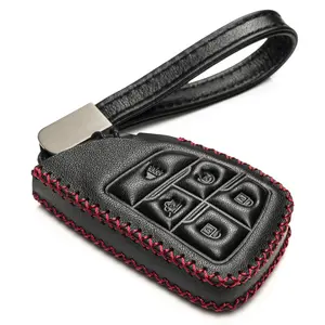 Vitodeco Leather Smart Key Fob Case Cover Protector Compatible with Chevrolet Silverado, Colorado, Suburban, Tahoe, Blazer, Equinox, Traverse - 5-Button