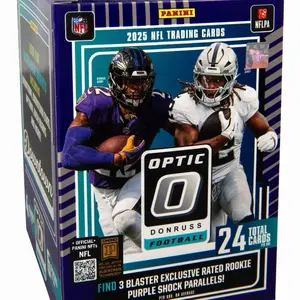 Panini 2025 NFL Optic Blaster Box-Purple Shock - 3 Rated Rookie Cards, Downtown & Uptown Hunting, Value-Driven Retail Product