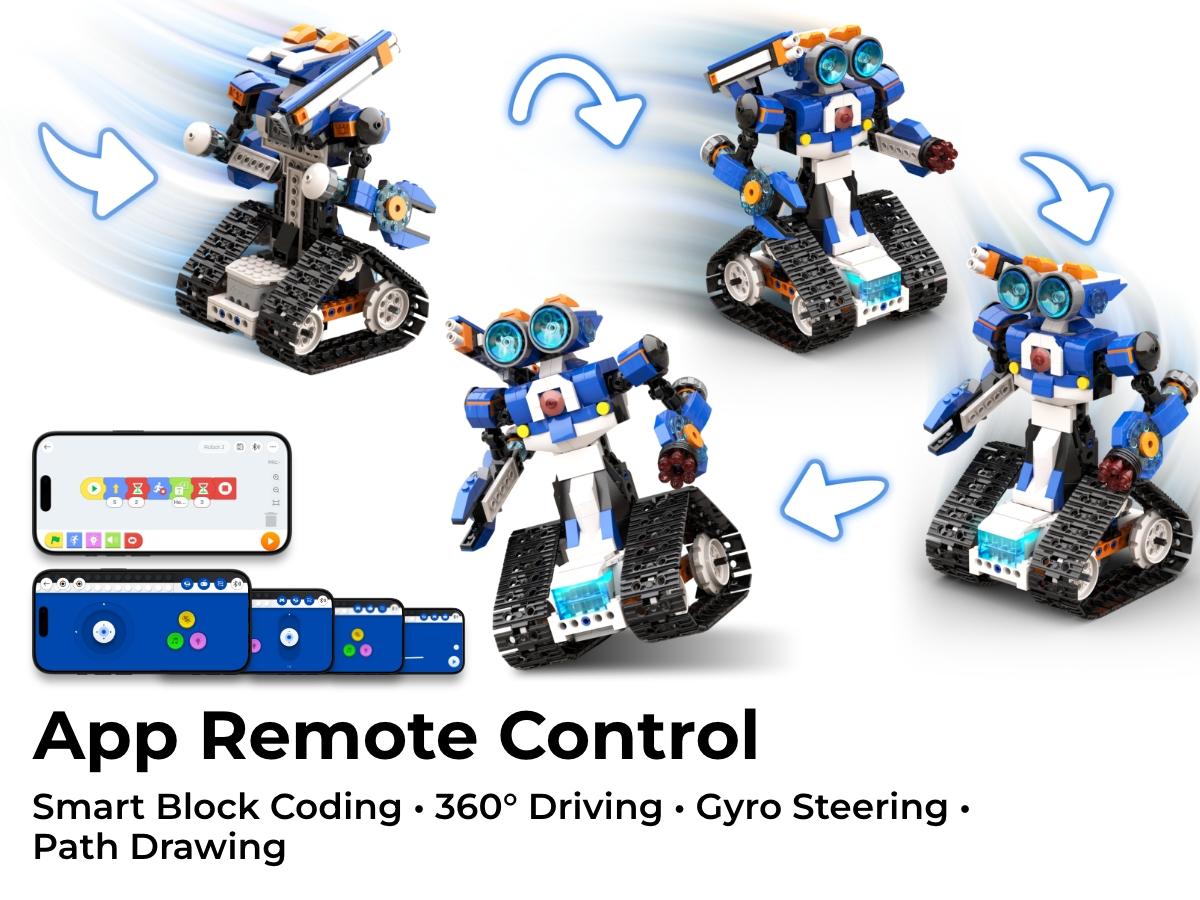 Apitor STEM Robot Toy 6-in-1 Robot Building Kit, suitable for boys aged 8-12, APP remote control STEM coding toy, educational robot gift, suitable for children aged 6-15. Birthday gifts, parent-child activities