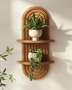 Bamworld Wooden Hanging Planters for Indoor Plants Wall Plant Holder with Dual Shelves for Window Decor Gift for Plant Lovers Christmas Gifts