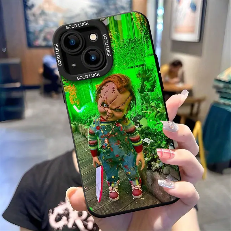 Chucky Doll Themed TPU Smartphone Cover - Knife Design, Durable Flexible Casing, Compatible with iPhone 11/12/13/14/15/16 Pro, Horror Lover Halloween Gift