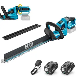 SEESII Cordless Hedge Trimmer, 22-Inch Dual-Action Blade, 180° Rotatable Handle & Debris Collector, 2x4.0Ah Batteries, 1550RPM, 0.71” Cutting Capacity for Home Garden Shrub & Bush Trimming SF8A612 HT210