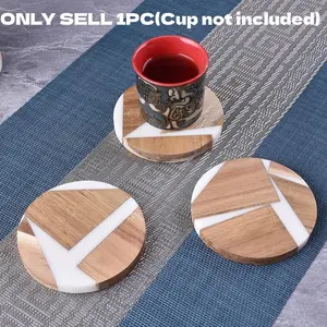 Wooden Marble Coaster Set, European Style Design, Durable & Stylish Drink Accessories, Perfect Gift for Home Decor & Party Settings