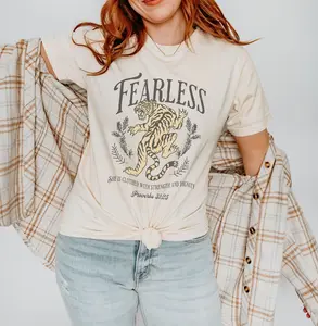Fearless Boho Christian Washed Comfort Colors Tshirt Tiger Vintage Inspired Faith Based Womens Shirt Proverbs 31 Woman Bible Verse Christian Merch