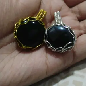 Black Wire Wrapped Pendant Necklaces