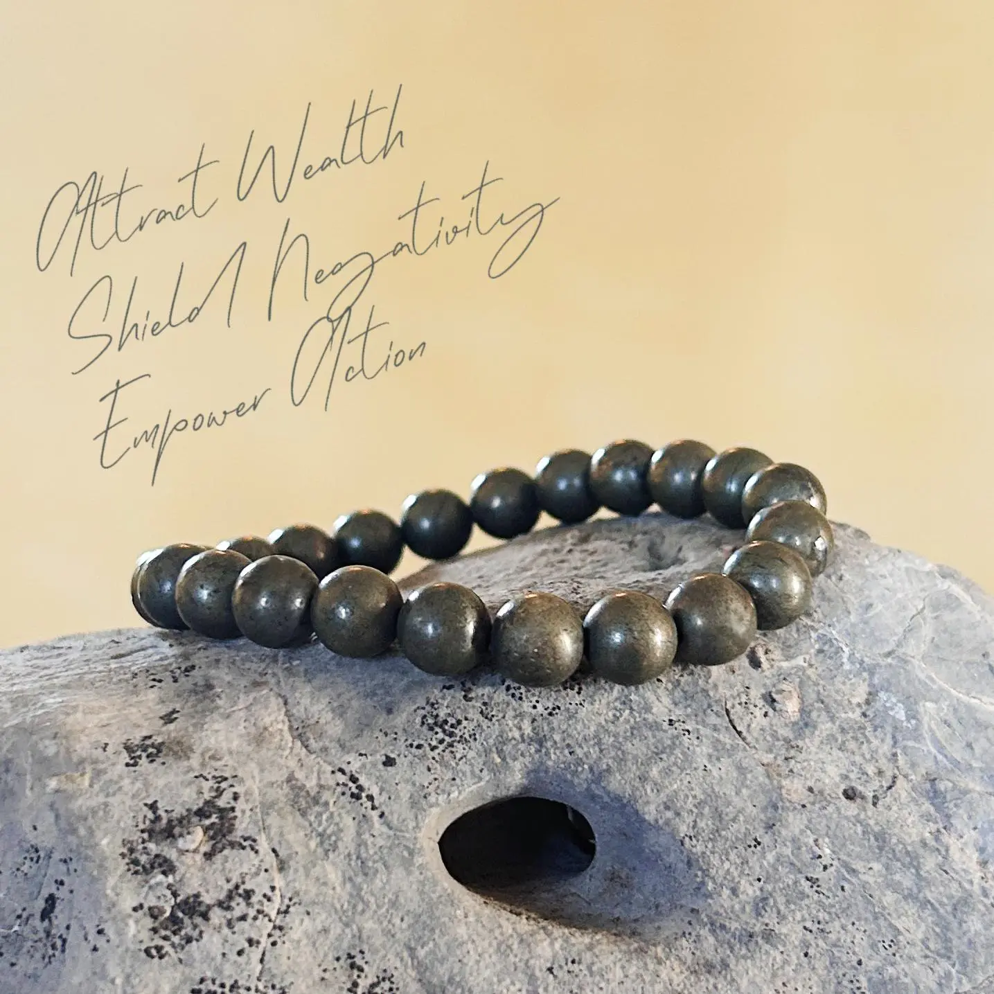 Natural Pyrite Crystal Dainty Bracelet 8mm for Daily Use Attract Wealth Shield Negativity Empower Action Gift for Her Him Minimalist Style