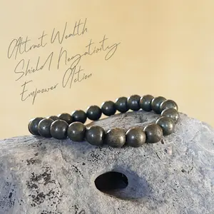 Natural Pyrite Crystal Dainty Bracelet 8mm for Daily Use Attract Wealth Shield Negativity Empower Action Gift for Her Him Minimalist Style