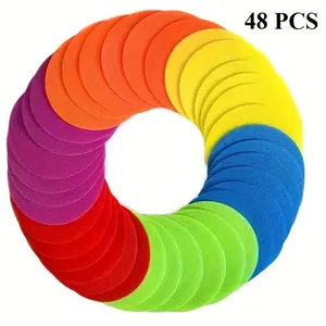 48Pcs Carpet Spot Markers, 6 Colors Floor Dot for Decoration Classroom, School Supplies, Sit Spots for Home, Gym Agility Training, Yoga Standing, Fixed Point Markers and Games