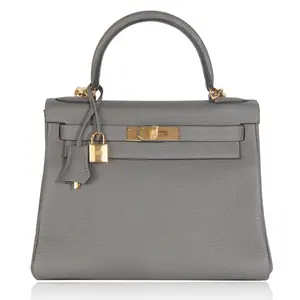 Pre-owned Leather Shoulder Bags Etain Clemence Retourne Kelly 28 GHW