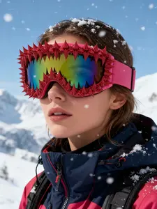 Punk Style Asymmetrical Ski Goggles, Windproof Ski Goggles, Adjustable Elastic Strap, Decorative Lens Design, Outdoor Sports Eyewear for All Seasons