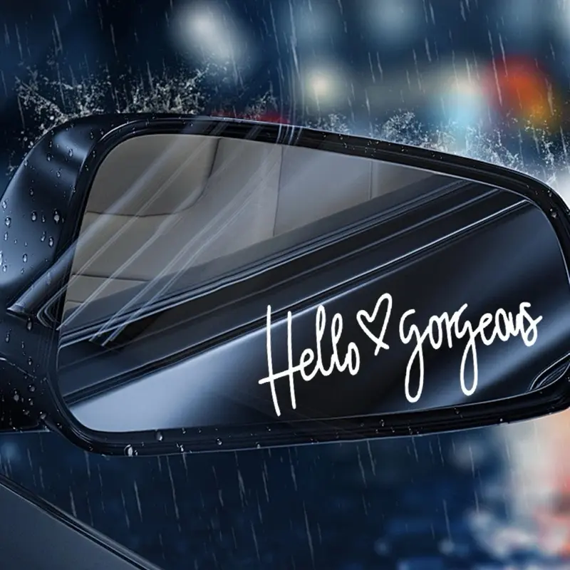 Hello Gorgeous Rearview Mirror Sticker Decal - Personalized Expression for Mirrors, Laptops & More Waterproof Vinyl vehicle decoration car decal