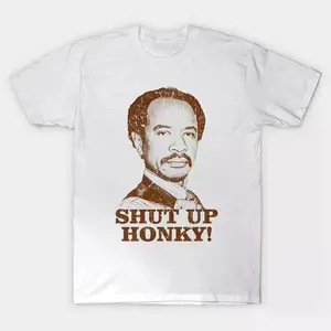 Halloween Vintage Portrait T Shirt Featuring Bold Shut Up Honky Text Design