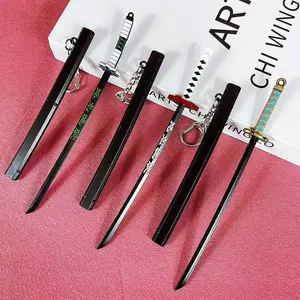 6inch 15cm Small Katana Keychain Mini Metal Ainme Safe Unsharpened Sword Black Steel Sabre Key Iron Ninja Knife Damascus Sword Blade Action Figure Original Samurai Sabre Steel Real Size Japanese Katana Keychain Toy Gift Keychain Kawaii