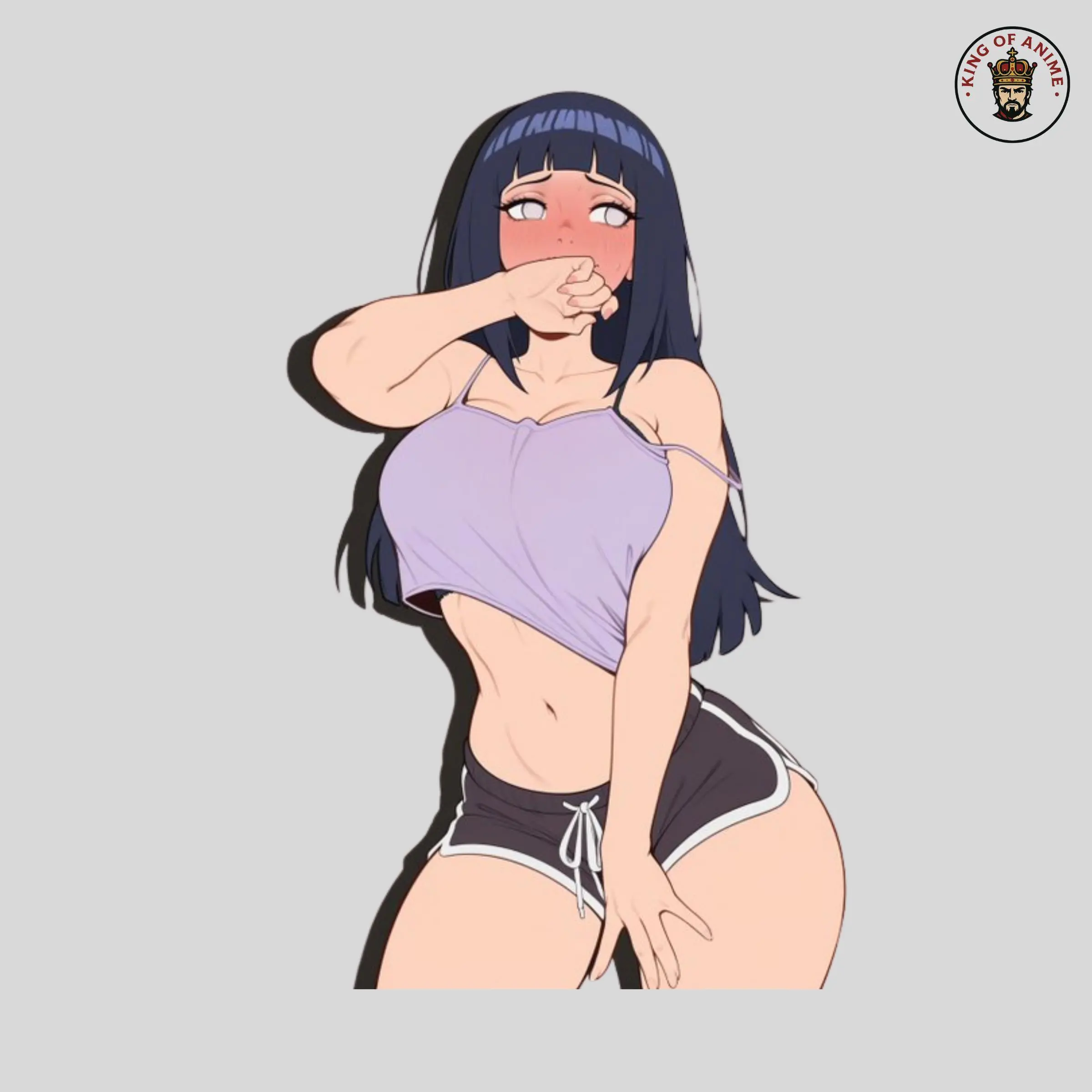 Blushing Hinata Girl Sticker, Kawaii Waifu Manga Decal, Waterproof Vinyl Laptop Phone Sticker