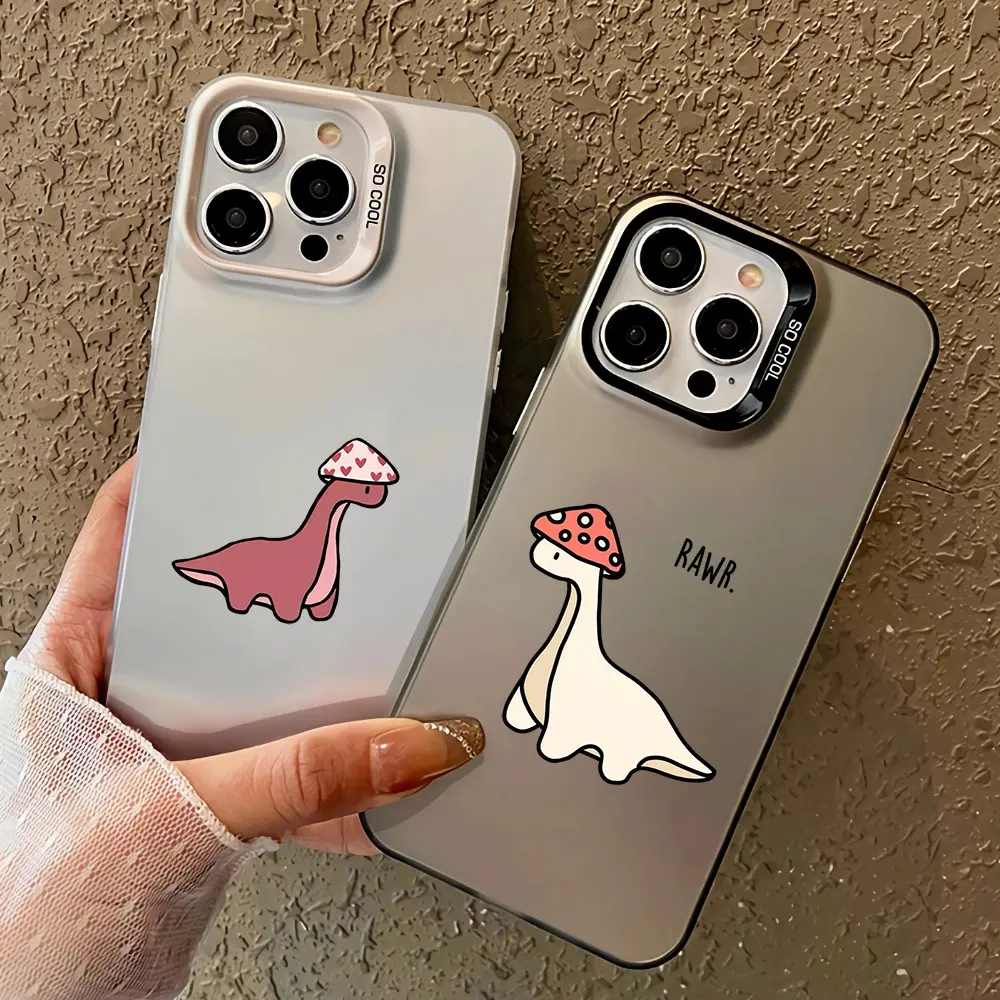 Dinosaur Mushroom Head Shockproof Phone Case, Casing & Cover - Protection for Phone 11-17 Pro Max/Plus,  S22-S24 Ultra, Couple Gift Mobile Phone Accessory