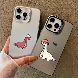 Dinosaur Mushroom Head Phone Cases for iPhone 11-16 Pro Max/ Plus/ Samsung S22-S24 Ultra Protective Case - Shockproof Cover, Couple Gift, BFF Gifts