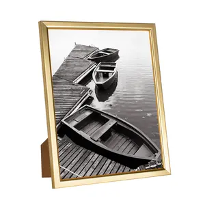 8x10 Picture Frames, Gold Photo Frames for Wall or Tabletop Display, Simple Design Glossy Finish Frame Perfect for Home Decoration, Office, Hotel and Various Ceremonies Praties Plastic Landscape
