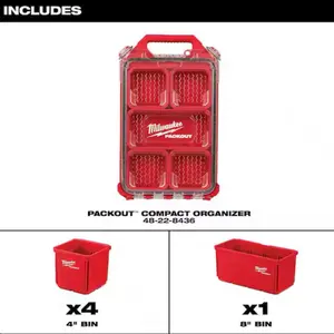 Milwaukee PACKOUT 5-Compartment Low-Profile Compact Small Parts Organizer