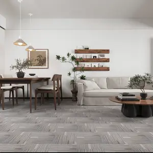 Jeedeson Waterproof Rustic Wood Pattern PVC Floor Stickers 12x12 Inch 36 Pcs for Kitchen Bedroom DIY Decoration