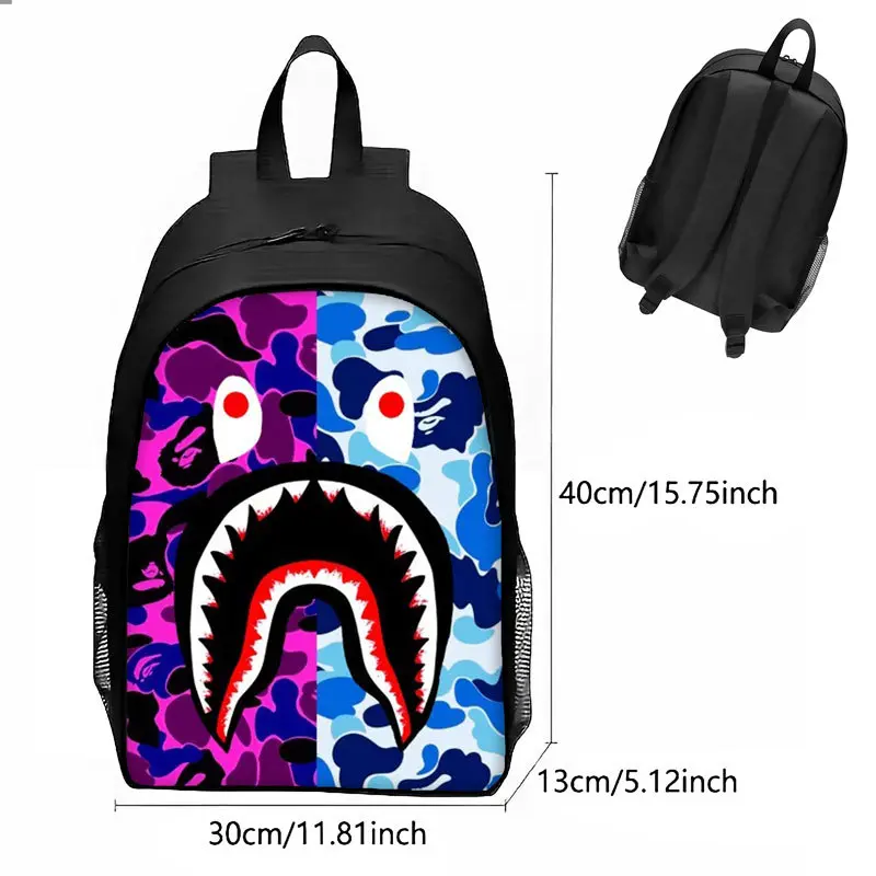 Sprayground Fashion Shark Mouth Print Backpack, Nylon Waterproof Casual Daypack, Streetwear Hip Hop School Backpack For Teen Boys Girls, Multi Color Travel Laptop Backpack