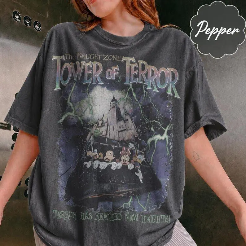 Comfort Colors Vintage Tower of Terror Shirt, Mickey & Friends Hollywood Tower Tee, Twilight Zone Ride Shirt, Spooky Halloween
