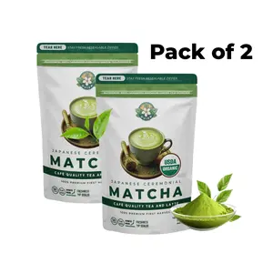 Organic Ceremonial Matcha Powder Pack of 2 | Japanese First Harvest Matcha Green Tea Powder | Premium USDA Organic Matcha Tea | 100% Pure Stone-Ground Ceremonial Grade Matcha for Latte, Whisk, Starter Kit & Rituals