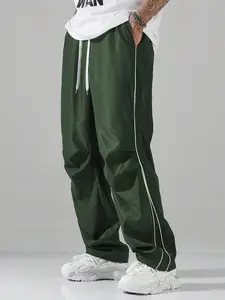 New Arrival Men's American High-Street Retro Utility Pants - Windbreaker-Inspired Sporty Casual Trousers, Hong Kong-Style Loose Straight-Leg Pants