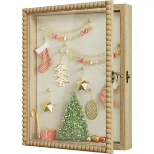 Shadow Box Frame 11x14, Deep Large Shadow Box Display Case with  Beads Door and Glass Window,  Memory Box for Pictures,Medals,Memorabilia,Collections