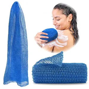 African Exfoliating Net Sponge – Deep Clean Long African Bath Net, Stretchable Quick-Dry Body Scrubber (Pink, Blue, Yellow, Black, Brown, Purple)