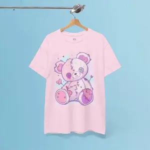 Pastel Goth Teddy Bear T-Shirt | Pastel Goth, Kawaii Clothes, Yami Kawaii Shirt Top Womenswear Black Breathable